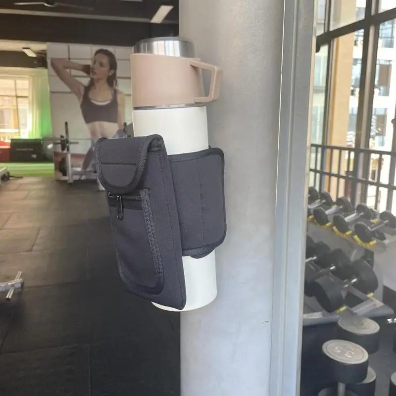 Magnetic Water Bottle Bag Portable Gym Bottle Pouch with Phone Holder Connect fitness equipment Essential fitness accessories Zen fit plus