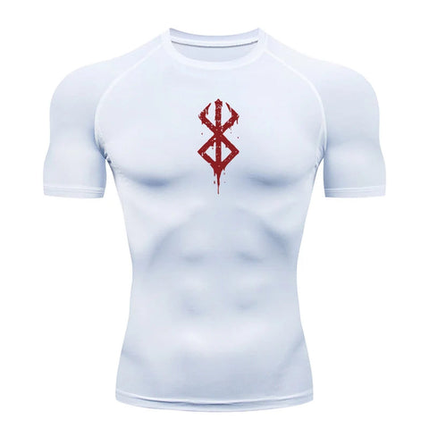 Men's Print Compression Shirts Summer Short Sleeve Rash Guard Gym Workout T-shirt Athletic Quick Dry Baselayer Undershirts Tops Zen fit plus