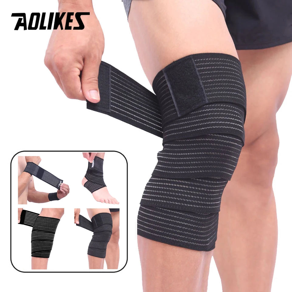 AOLIKES 1PC 40-180cm Compression Bandage Protector Knee Support Brace Sports Elastic Elbow Straps Leg Bands Bandage Workout Wrap Zen fit plus