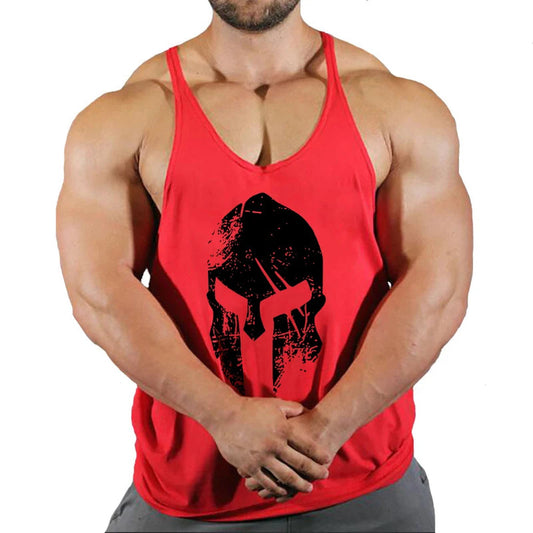 Men's solid color fitness trend print pattern loose thin belt vest breathable and comfortable sleeveless basketball vest Zen fit plus