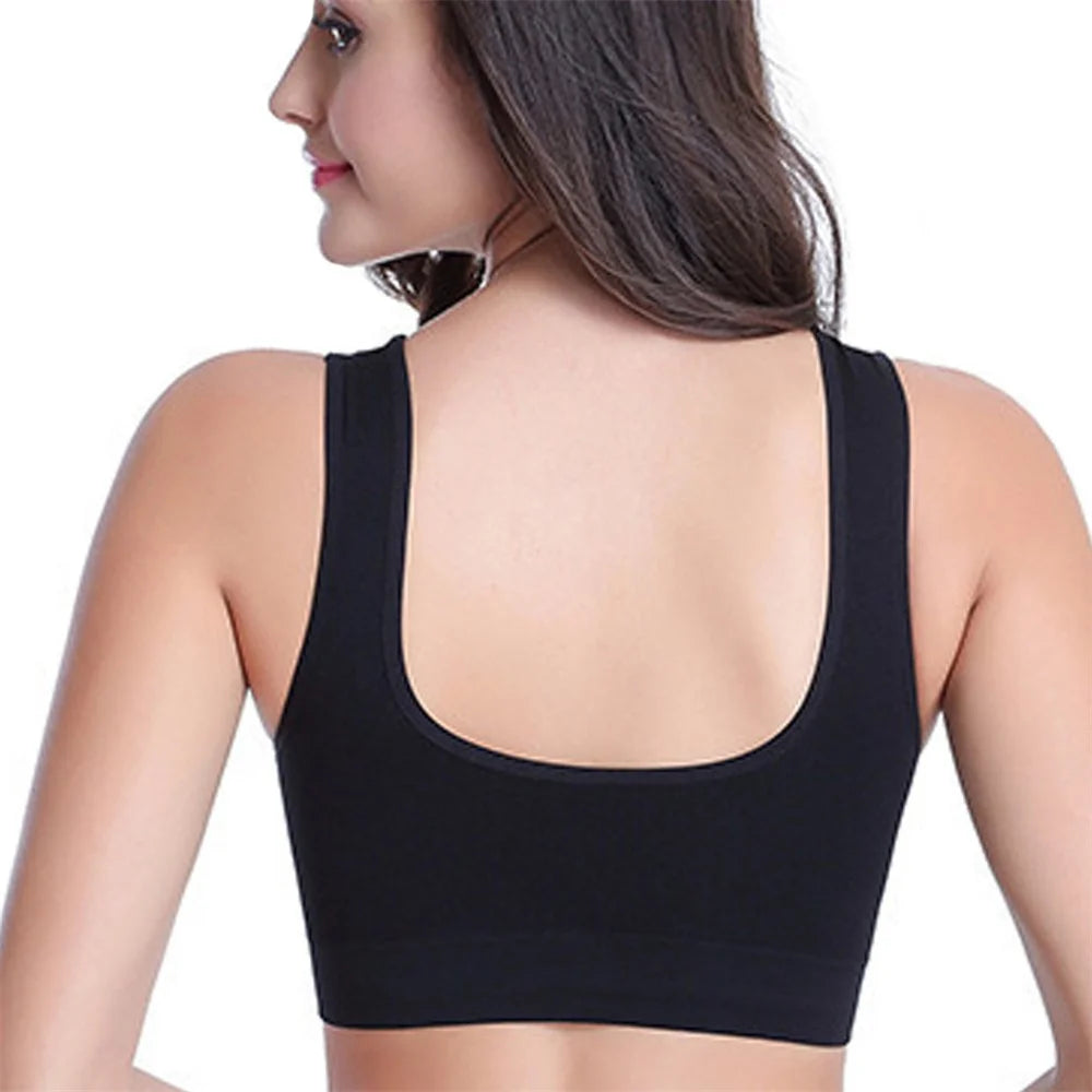 Women Seamless Bras Camisole Underwear Crop Top XXL 3XL Black Pure Color Sports Gym Running Fitness Yoga Zen Fit Plus