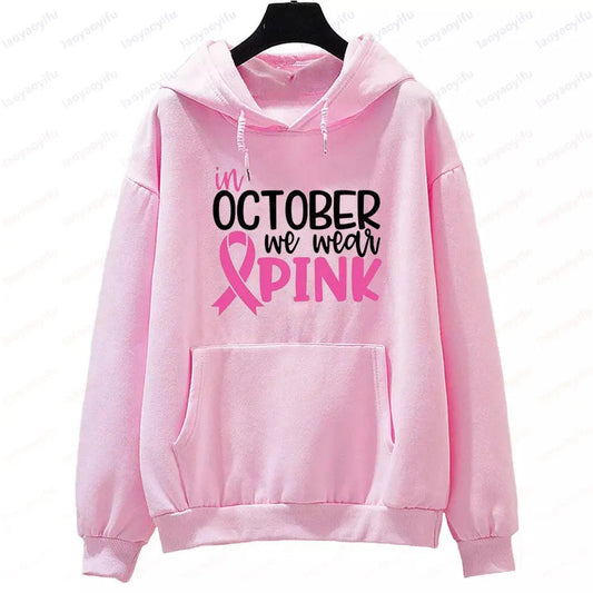 In October We Wear Pink Sweatshirt I'm A Survivor Clothing Team Cancer Motivational Long Sleeve Cancer Awareness Women Shirt Zen Fit Plus