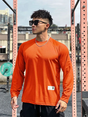 High quality Autumn men long sleeved T-shirt Fashion sport Round Collar fitness running mesh Breathability Training T-shirt men - Zen Fit Plus
