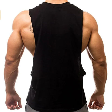 Gym Fitness Training Vests Cotton Breathable Side Slits Tank Tops Mens Bodybuilding Muscle Sleeveless Singlets Workout Shirts - Zen Fit Plus