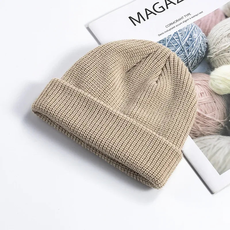 Knitted Hat for Men & Women Caps Wool Fashion Simple Warm Skullies Beanies Solid Autumn Winter Beanie Cap Trendy Style - Zen Fit Plus
