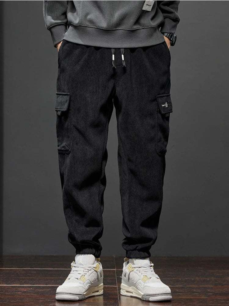 Spring Autumn New Style Elastic Waist Casual Pants for Men Stretch Straight Drawstring Harem Jogging Sports Long Pants Male Zen fit plus