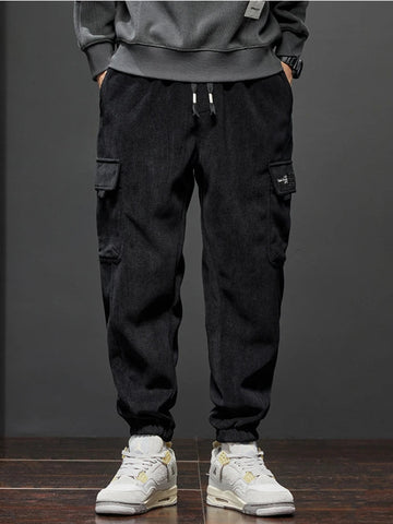 Spring Autumn New Style Elastic Waist Casual Pants for Men Stretch Straight Drawstring Harem Jogging Sports Long Pants Male Zen fit plus
