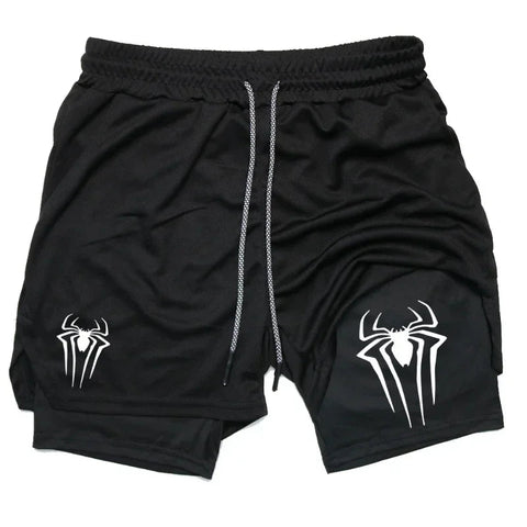 2025Men's spider print gym casual sports compression shorts run mesh 2-in-1 sports shorts  shorts for men  basketball shorts Zen fit plus