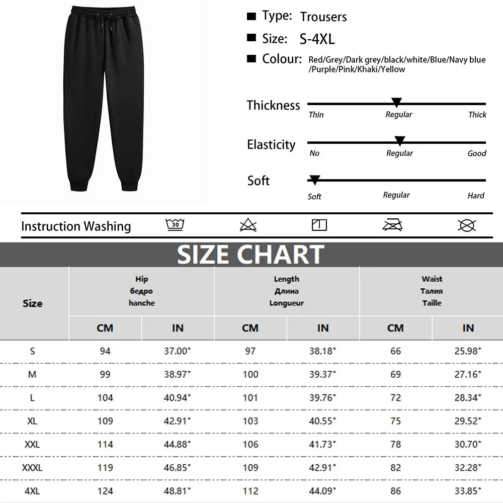 Men's Sweatpants Spring Autumn Fleece Pants Sport Long Pants Casual Drawstring Pockets Trousers Oversize Sweatpants For Men - Zen Fit Plus