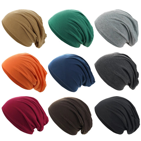 1Pack Solid Color Unisex Men Women Slouchy Beanie Hip-Hop Soft Cotton Cap Lightweight Running Beanie Adult Dwarf Hat Zen Fit Plus