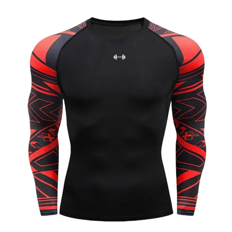 Gym Compression Dry Fit Men's Long Sleeves Fitness T-shirt Spring And Autumn Outdoor Sports Running Tees Sportswear Tops T-shirt - Zen Fit Plus