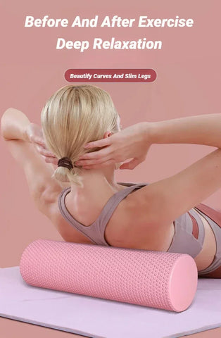 Hexagonal Yoga Roller: Round EVA Foam Cylinder for Pilates & Enhanced Home Workouts (Diameter 9.5cm, Length 29.7cm) - Zen Fit Plus