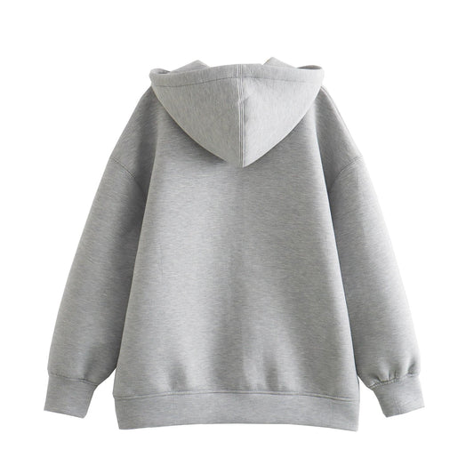 2024 Spring and Autumn New Casual Street Loose Oversize Hooded Zipper Hoodie Space Cotton Jacket Coat Lazy Women's Cardigan Zen fit plus