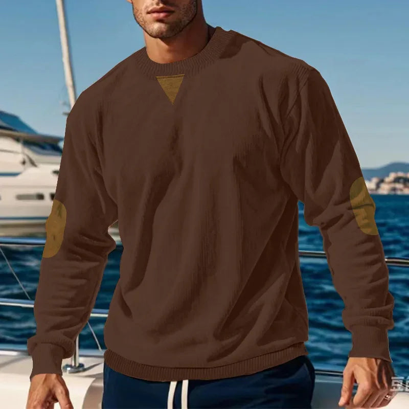 2024 hot-selling spring and autumn European size men's round neck casual stand-up collar corduroy long-sleeved sweater men - Zen Fit Plus