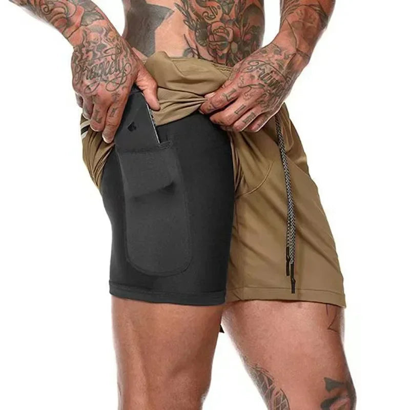 Running Shorts Men Gym Sports Shorts 2 In 1 Quick Dry Workout Training Gym Fitness Jogging Short Pants Summer Men Shorts Zen fit plus