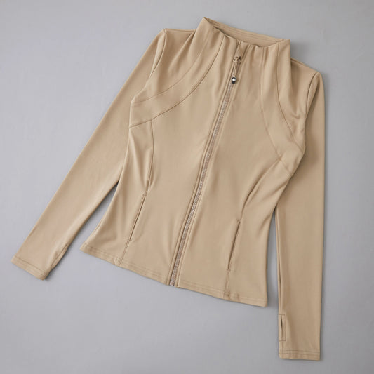 Yoga sport wear spandex full Zip Long Sleeve yoga jacket with Thumb Hole without hood Women Coat Zen fit plus