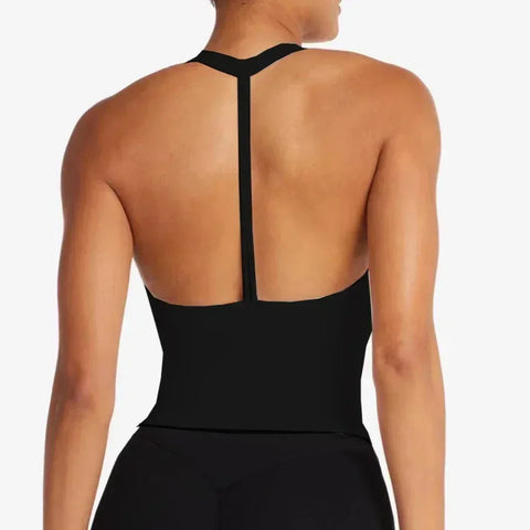 Women sexy halter halter fitness wear Yoga vest with chest pad Sports bra Sports shorts Yoga fitness clothing - Zen Fit Plus