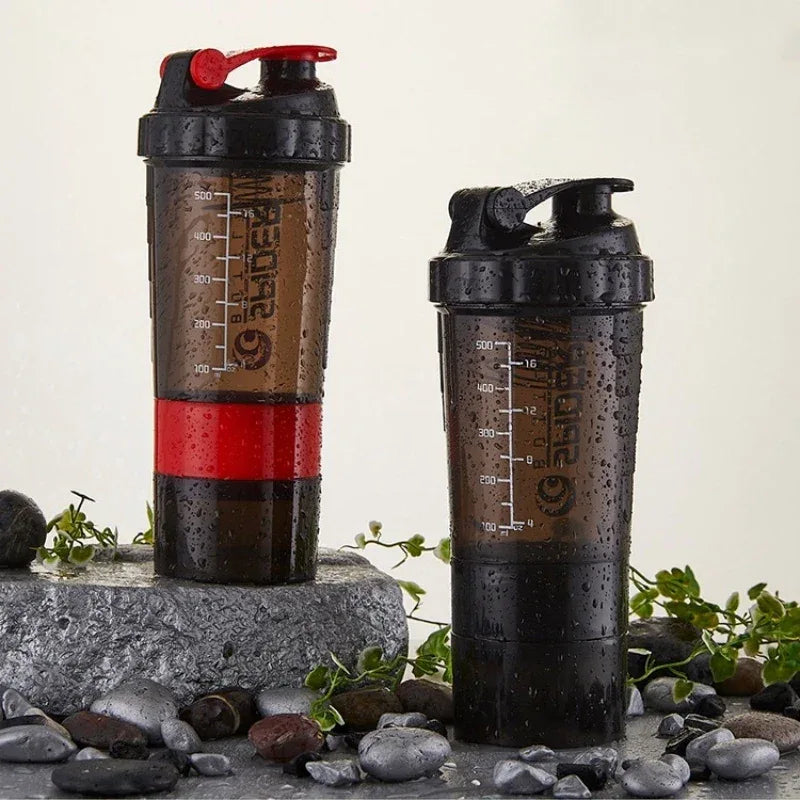 3 Layers Shaker Protein Bottle Powder Shake Cup Large Capacity Water Bottle Plastic Mixing Cup Body-Building Exercise Bottle - Zen Fit Plus