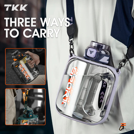 TKK 1/1.6/2L Sports Water Bottle TRITAN Large Capacity Creative Cup Heat Resistant Outdoor Adult Travel Kettle Gym Fitness Jugs Zen fit plus