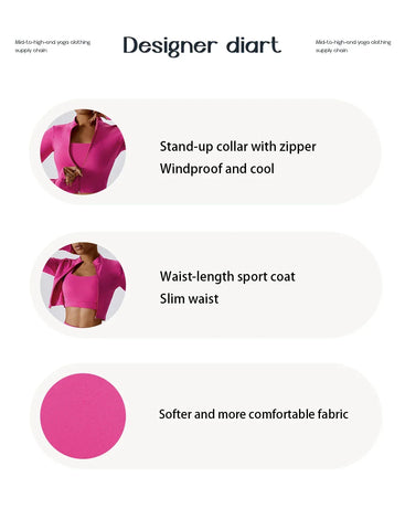 Hearuisavy Autumn Elasticity Yoga Jacket Outdoor Running Sports Jacket Female Gym Zipper Tight Fitting Jacket Women Sportswear - Zen Fit Plus