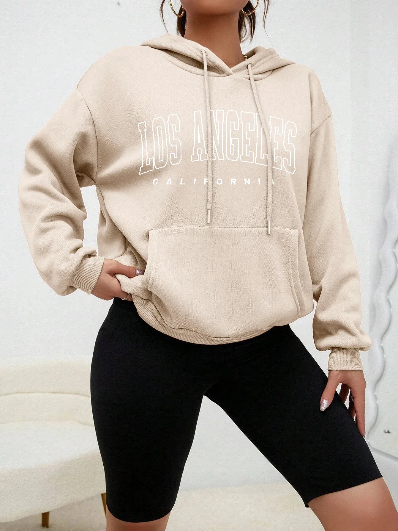 Los Angeles Art Letter Design Women Hoodies American Style Casual Hoody Autumn Hip Hop Female Hoodie Casual Fleece Clothing - Zen Fit Plus