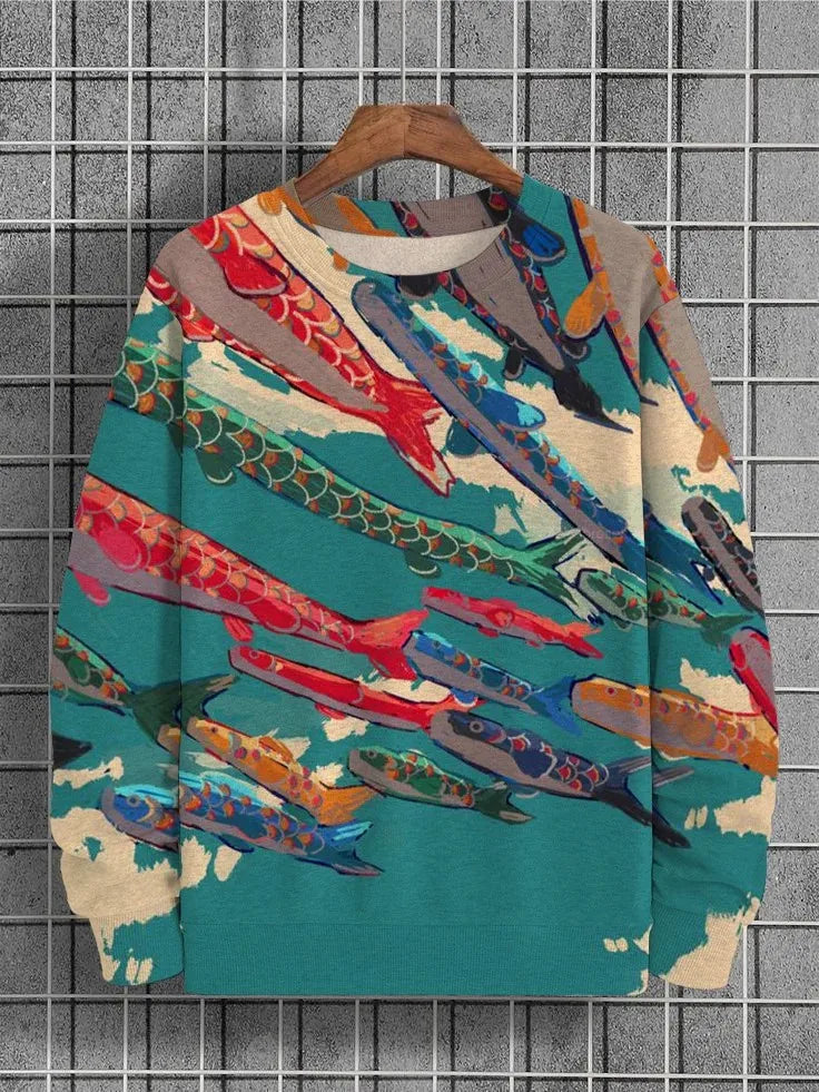 2025 Men's Animal Sweatshirts Long Sleeve Sweatshirt Crew Neck Fashion 3D Printed Japanese Art Prints Casual Sweatshirts Zen Fit Plus