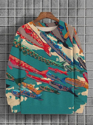 2025 Men's Animal Sweatshirts Long Sleeve Sweatshirt Crew Neck Fashion 3D Printed Japanese Art Prints Casual Sweatshirts Zen Fit Plus