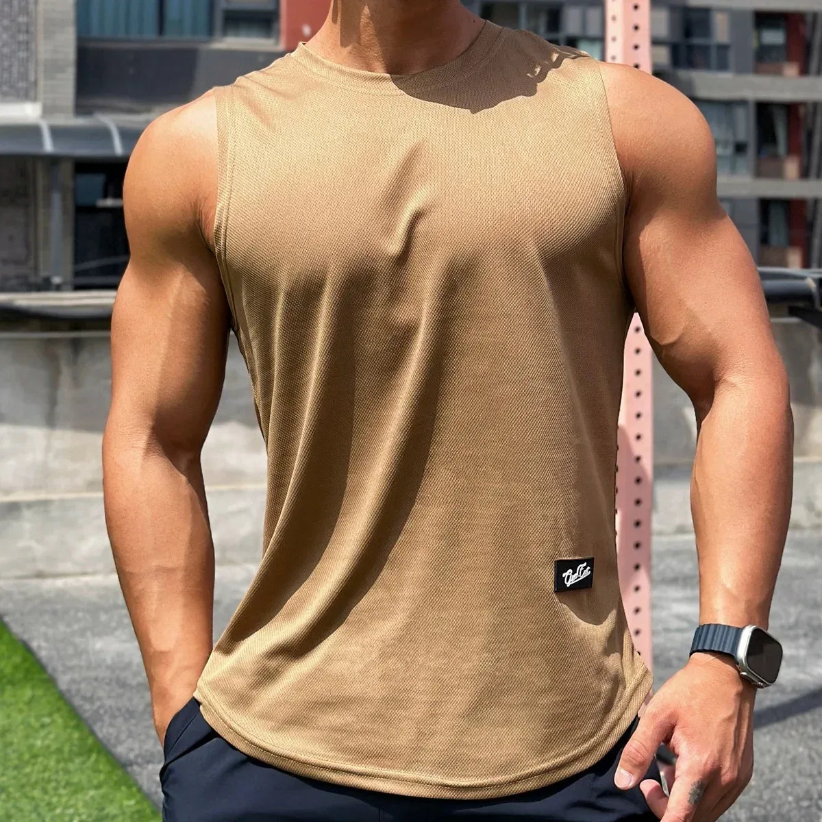 2025 Summer New Trend Men tank top Pullover Round Neck Mesh Bottom Shirt Sports Fitness Top Sleeveless Vest Quick Dry undershirt - Zen Fit Plus