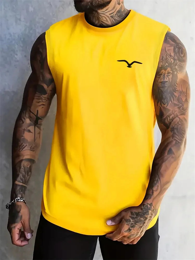 Summer New Trend Men's Pull-Over Crew Neck Vest Mesh Fitness Breathable Vest Blazer Men's Quick Drying Sweat Absorption T-Shirt Zen fit plus