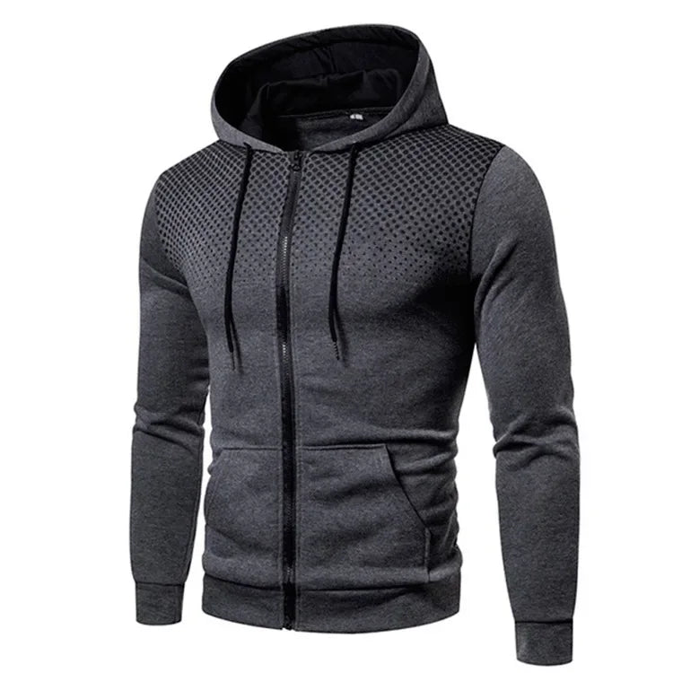 Men's Hoodie Zipper Pocket Polka Pot Print Hoodie Sweatshirt Sport Outdoor Casual Everyday Hoodie Slim Fit Sweatshirt - Zen Fit Plus