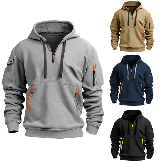 2024 New Multi Pocket Zipper Fleece Hooded Casual Shirt for Men and Women Plus Size Loose Pullover Fashion Sweatshirt top Zen Fit Plus