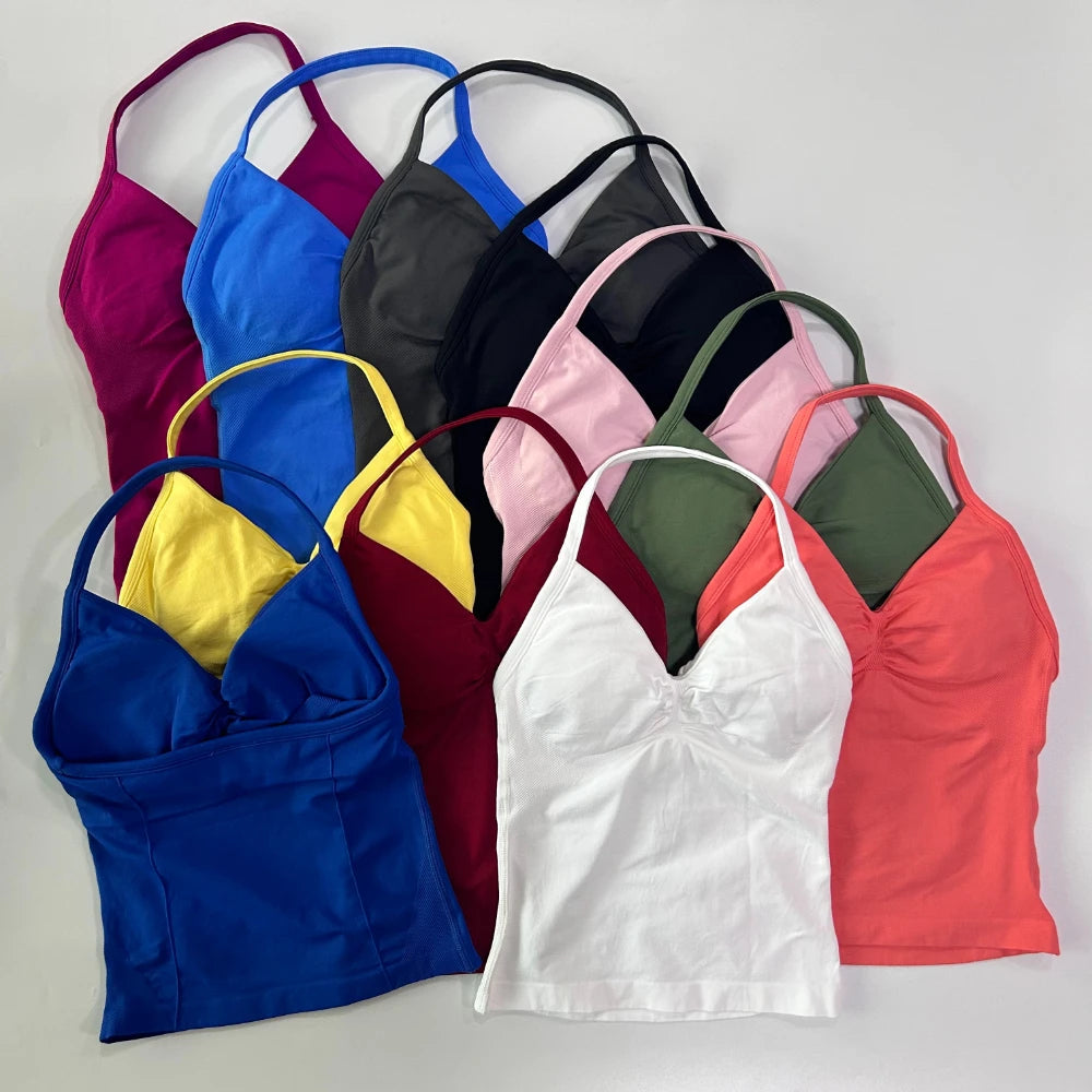 2Pcs Impact Gym Set Women Backless Tank Tops High Waist Scrunch Seamless Shorts Gym Suit Fitness Clothes Activewear Workout Sets Zen fit plus