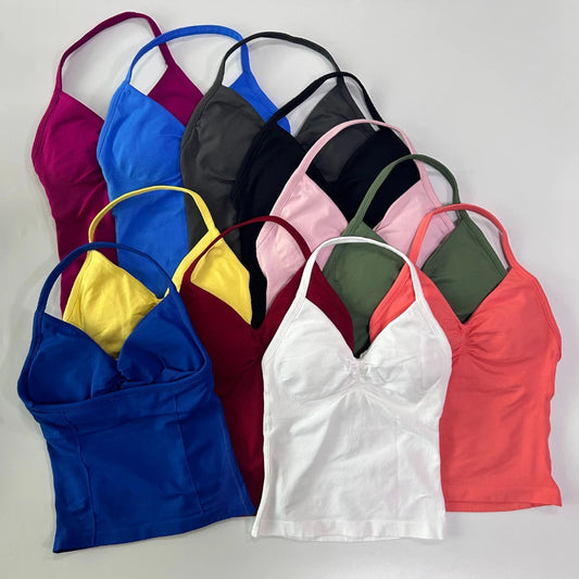 2Pcs Impact Gym Set Women Backless Tank Tops High Waist Scrunch Seamless Shorts Gym Suit Fitness Clothes Activewear Workout Sets Zen fit plus
