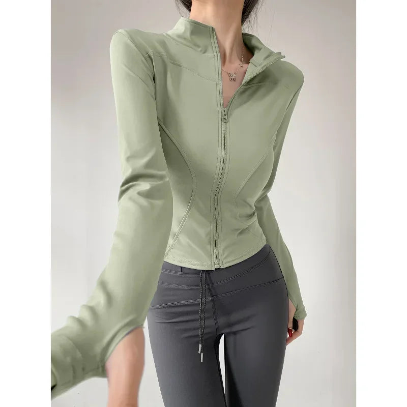 2024 Sun Protection Quick Dry Sports Coat Women's Tight Tops Long Sleeve Zipper Yoga Jacket Running Fitness Women's Jacket S-3XL Zen fit plus