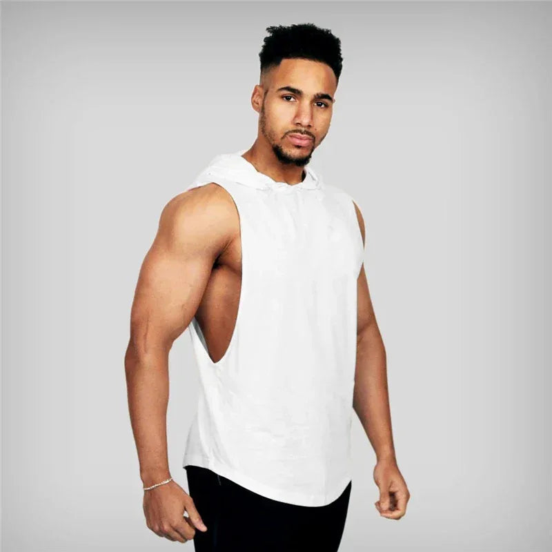 Bodybuilding Stringer Hoodies Gym Sleeveless Hooded Fitness Tank Tops Mens Running Sport Clothing Cotton Breathable Cool Shirt - Zen Fit Plus