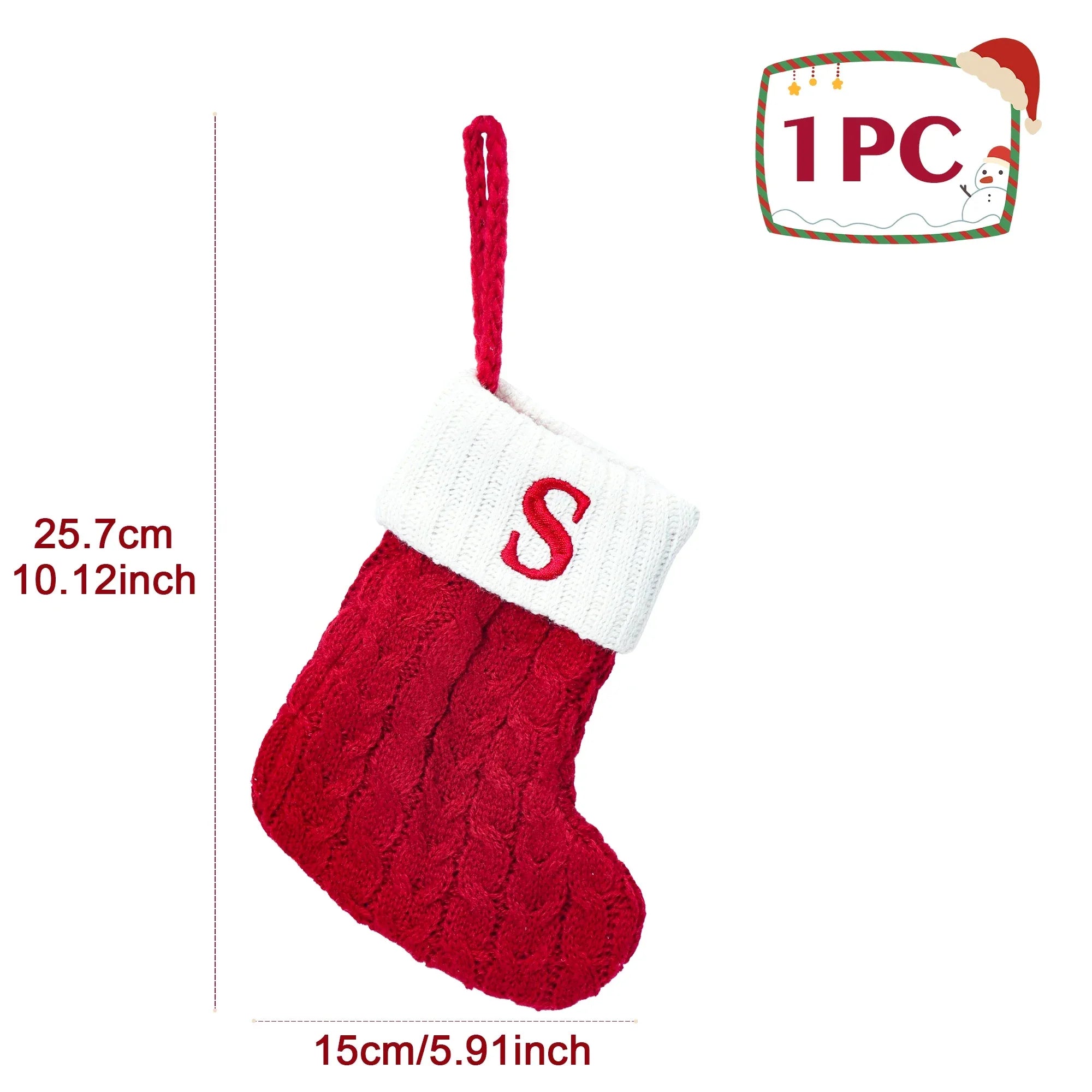 Christmas Socks Knitting Snowflake Letter Stocking Christmas Decoration 2025 For Home Xmas Tree Ornament Gift Navidad Natal 2026 - Zen Fit Plus