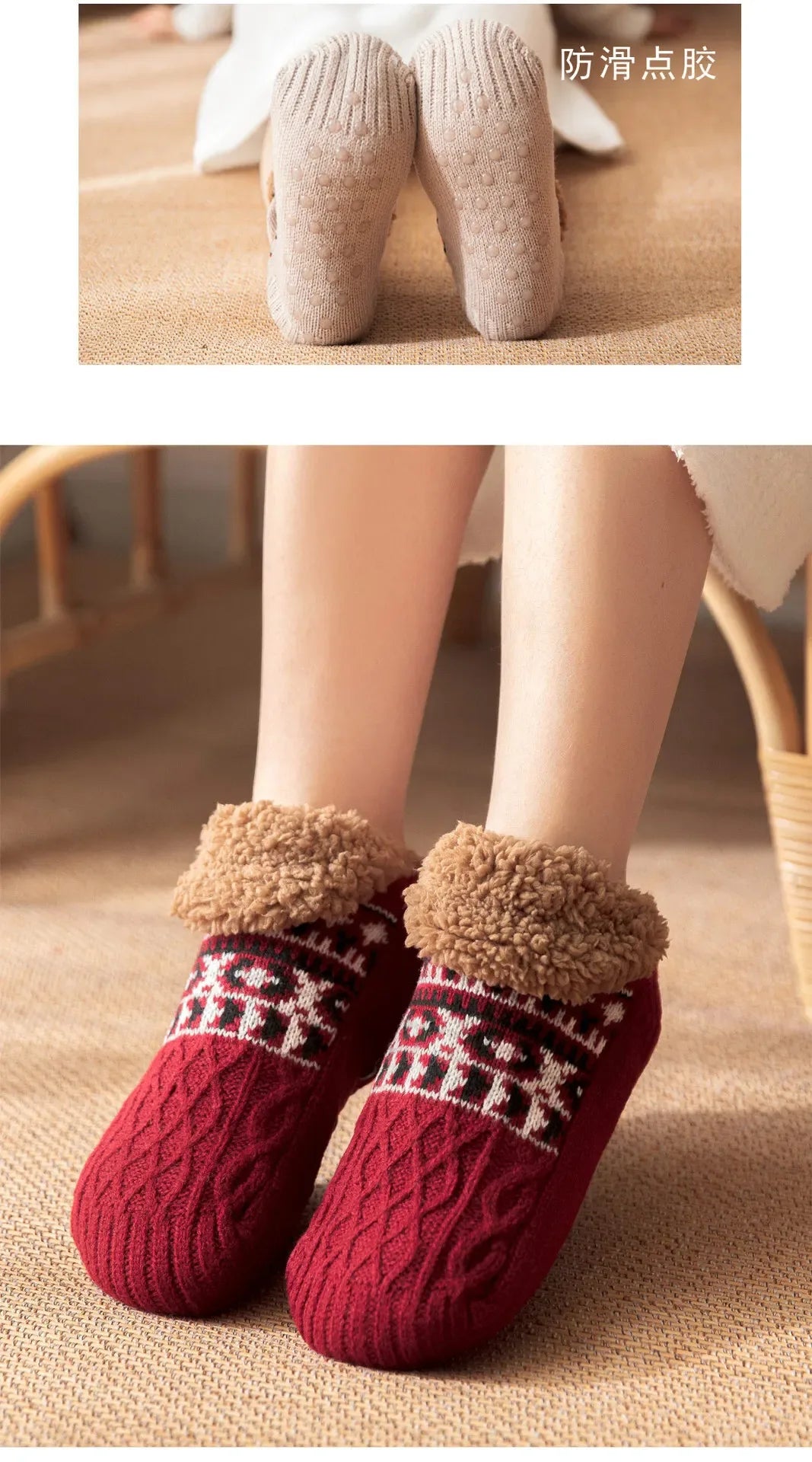 Super Warm Winter Non-slip Floor Socks Women Men Snow Socks Sleep Carpet Socks Slippers Socks Women Velvet Boot Unsiex Home Wear - Zen Fit Plus