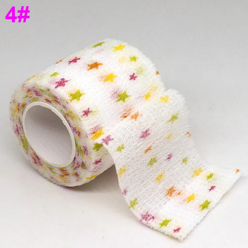 Colorful Printed Self Adhesive Elastic Bandage Wrap Tape 4.8m Sports Protector Bands for Finger Ankle Palm Joint Pet Zen fit plus