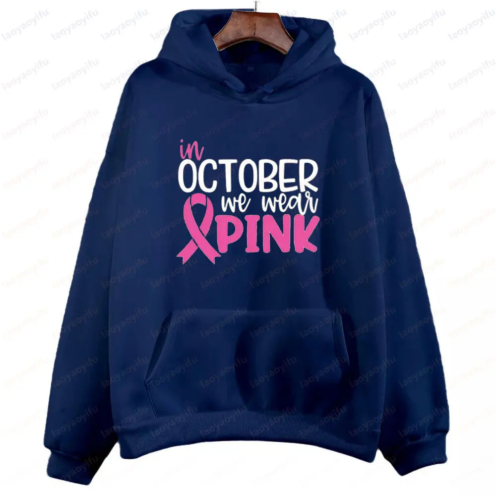 In October We Wear Pink Sweatshirt I'm A Survivor Clothing Team Cancer Motivational Long Sleeve Cancer Awareness Women Shirt Zen Fit Plus