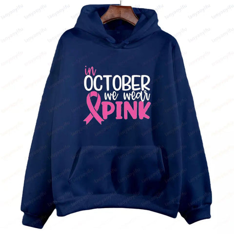 In October We Wear Pink Sweatshirt I'm A Survivor Clothing Team Cancer Motivational Long Sleeve Cancer Awareness Women Shirt Zen Fit Plus