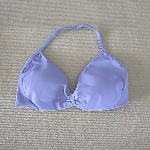 Fashion Strappy Bra Gym Top Girl Women High Support Thin Strap Halter Sports Seamless Bras Scrunch Workout Yoga Tank Bra Zen Fit Plus