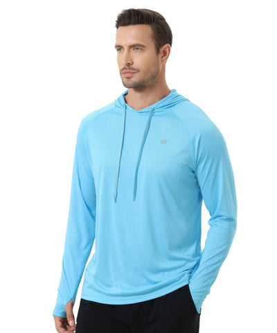 Summer Men's Long Sleeve UPF 50+ Hoodie Shirts, Rash Guard Quick Dry Lightweight T-shirt for Outdoor Jogger Sport Pullover Zen fit plus