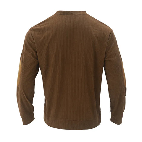 2024 hot-selling spring and autumn European size men's round neck casual stand-up collar corduroy long-sleeved sweater men - Zen Fit Plus