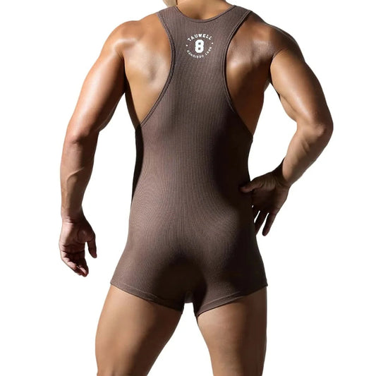 TAUWELL Men Undershirts Bodysuit Bodybuilding Fitness Jumpsuit Tank Tops Shorts Men Bodywear Wrestling Singlet Onesie Vest Zen fit plus