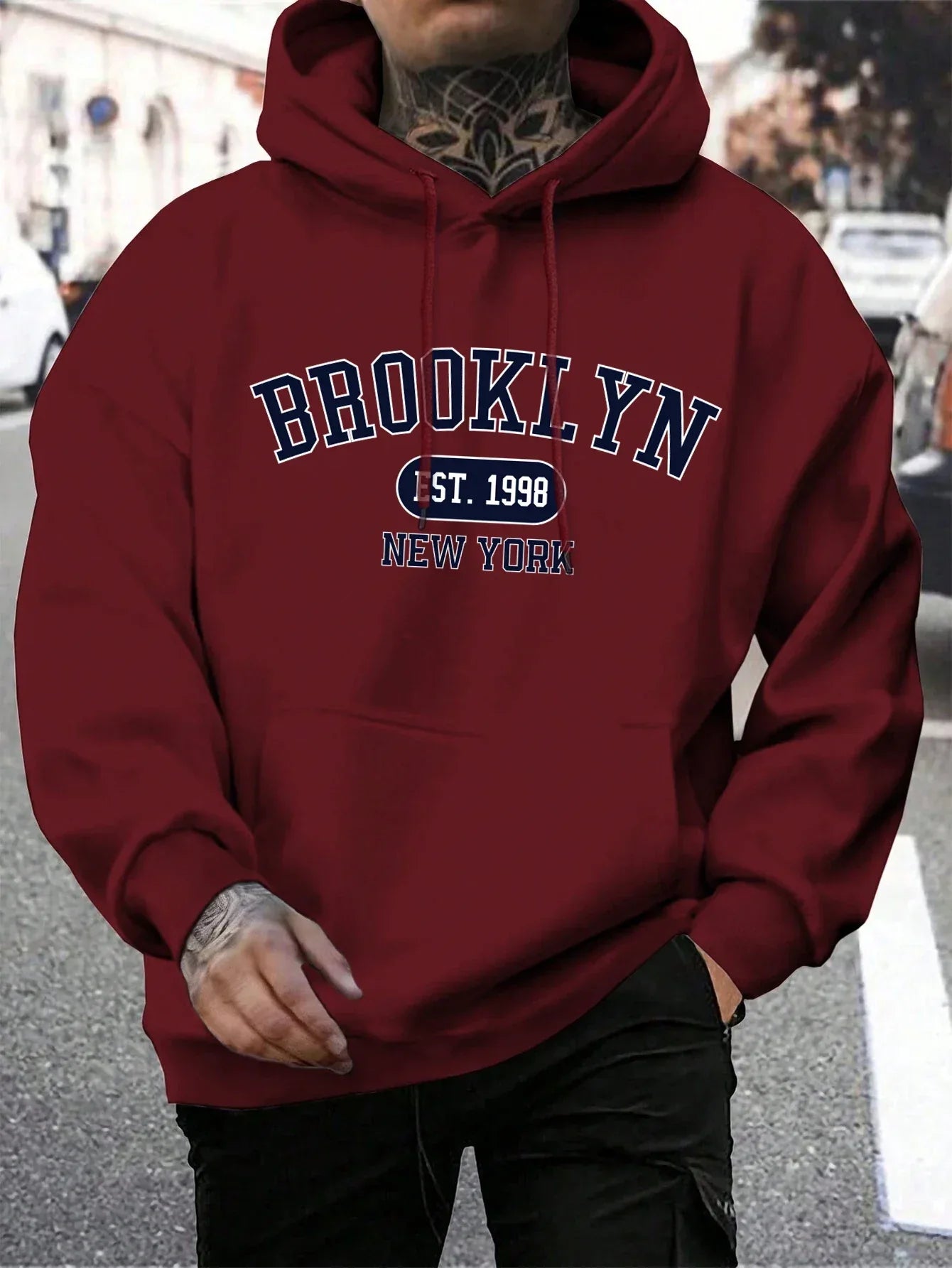 Brooklyn Est 1998 New York Printing Men Hoodies Harajuku Crewneck Hoodie Fashion Oversize Hoody Autumn Comfortable Tracksuit - Zen Fit Plus