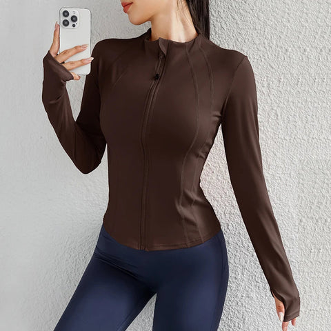 Women Yoga jacket Gym Wear zipper long sleeve fitness woman Jackets Coat Zen fit plus