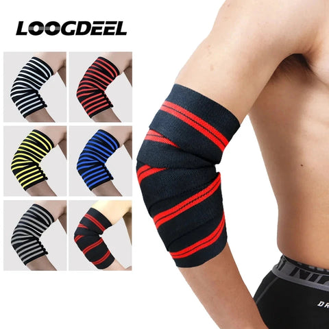 LOOGDEEL Elastic Elbow Sleeve Bandage Weightlifting Powerlifting Bodybuilding Arm Wrap Brace Strap Compression Elbow Support Pad Zen Fit Plus