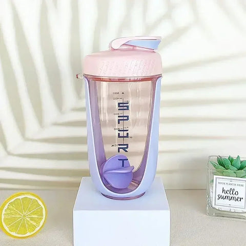 590ML Blender Shaker Bottle with Stirring Ball Protein Powder Shake Cup Plastic Mixing Cup Body Building Exercise Bottle Zen fit plus