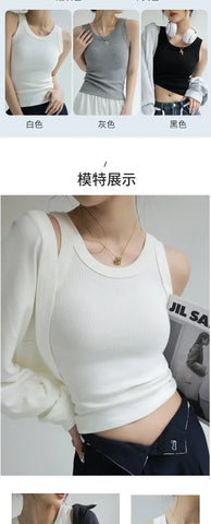 New Women Solid Round Neck Ribbed Tank Top Camisole Women Summer Basic Elastic TankTop One-piece Vest with Chest Pad Y2k - Zen Fit Plus
