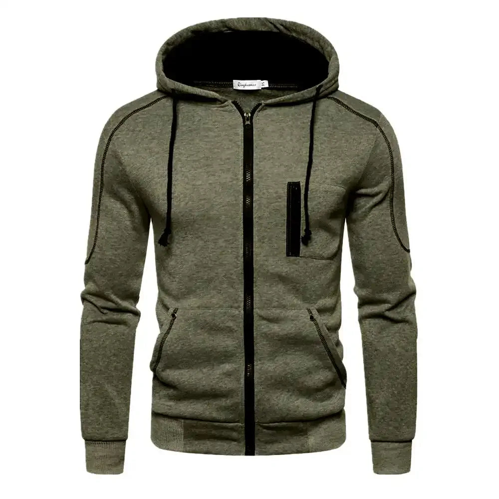 Men's Hoodie Black White Army Green Red Hooded Color Block Fleece Cool Casual Winter Clothing Apparel Hoodies Sweatshirts - Zen Fit Plus
